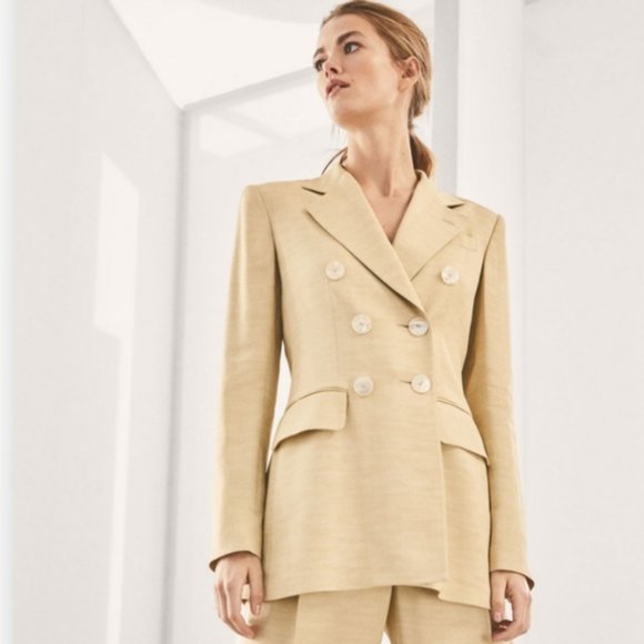 Massimo Dutti | Structured Cream Double Breasted Blazer Jacket - Picture 14 of 14